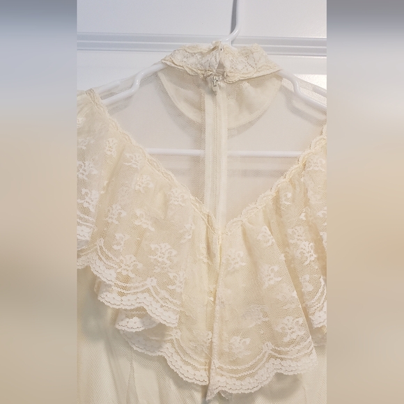 Vintage Dress Prairie Lace 1970s 1980 Union Made USA Nylon Fabric XS - Picture 5 of 11